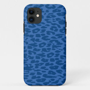 Coque iPhone 11 Peau Empreinte de léopard Bleu profond