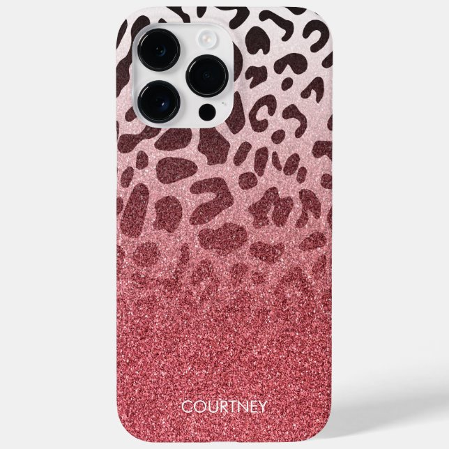 Coques Case-Mate iPhone Peau léopard de Parties scintillant rose (Verso)