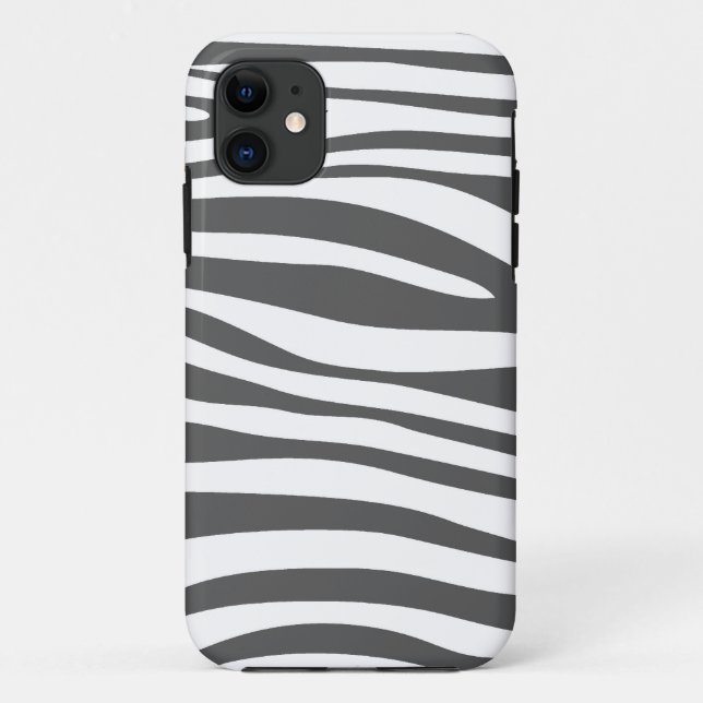 Coques Case-Mate iPhone Peau poster de animal de Zebra (Blanc et Gris) (Dos)