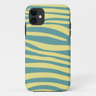 Coque iPhone 11 Peau Poster de animal Vintage de Zebra (Jaune, Ble