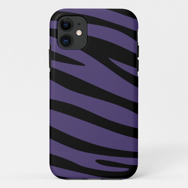Coques Case-Mate iPhone Peau Poster de animal violet et noire de Zebra (Dos)