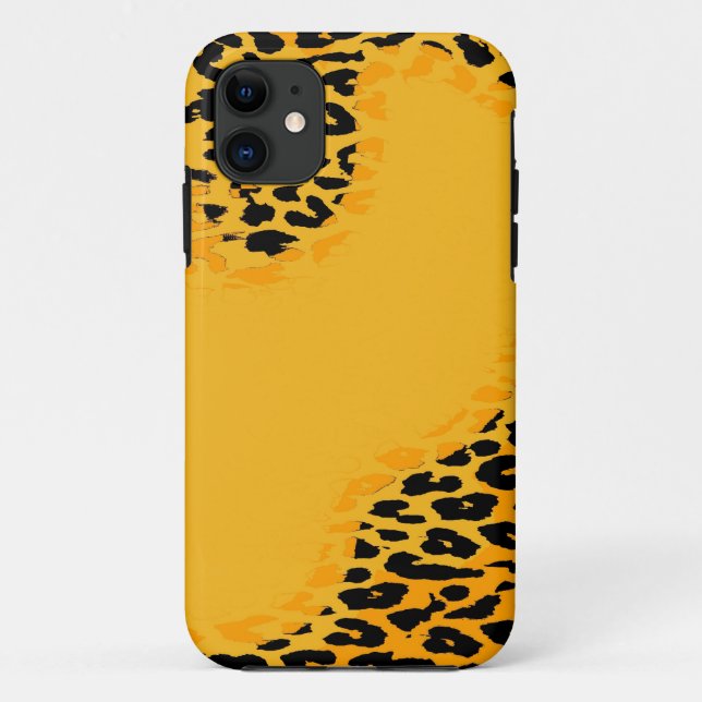 Coques Case-Mate iPhone Peau rétro jaune et noire empreinte de léopard (Dos)