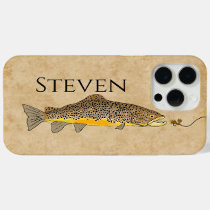Coque Case-Mate iPhone Pêche à la mouche Truite brune Nom personnalisé