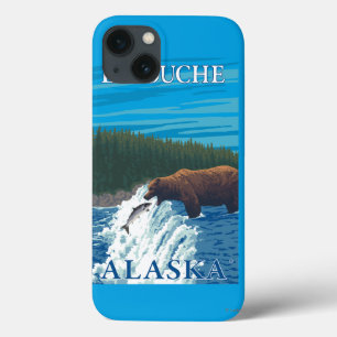 Coques Pour iPhone Pêche à l'ours dans la rivière - Latouche, Alaska