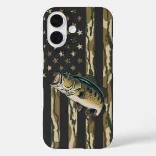 Coque Pour iPhone 16 Pêche Bottomland Camion Américain Drapeau Poisson
