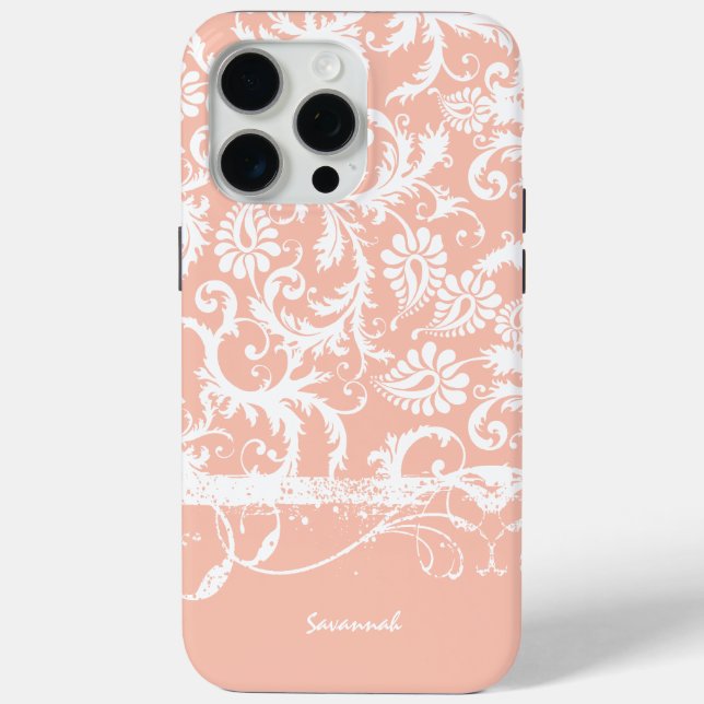 Coques Case-Mate iPhone Pêcher Floral Damask Choisir la couleur (Verso)