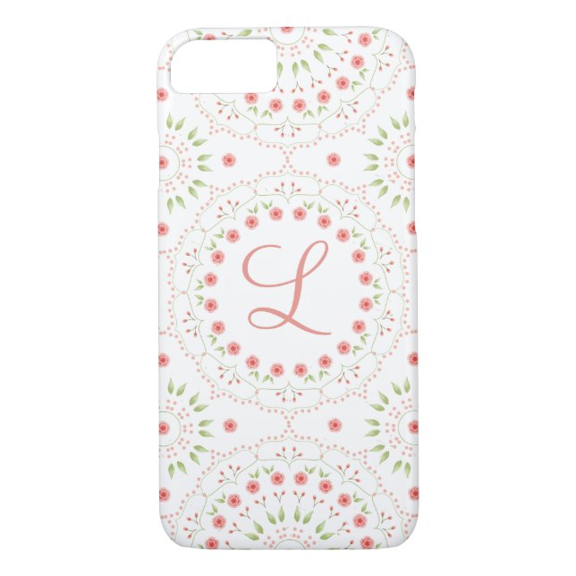 Coques Case-Mate iPhone Pêcher Floral Mandala Téléphone initial (Dos)