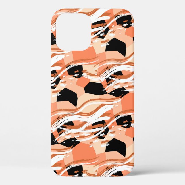 Coques Case-Mate iPhone Pêcher noir blanc Motif Abstrait. (Verso)