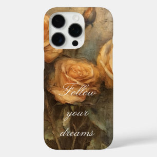 Coque iPhone 16 Pro Pêcher Rose Floral Romantique