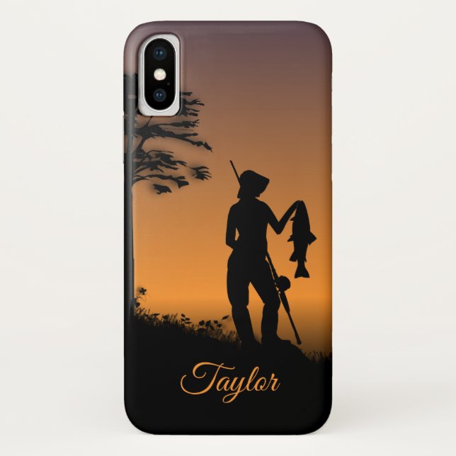 Coques Case-Mate iPhone Pêcheuse féminine Texte personnalisé (Dos)