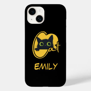Coque Case-Mate iPhone Peeking Chat noir : Big Green Eyes Feline Design