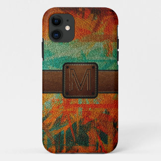Coque iPhone 11 peindre cuir look brun