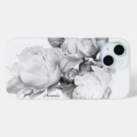 Peine blanche noire élégante aquarelle florale art