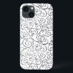 Coque Case-Mate iPhone Peint à la main Motif de courbe noire sur blanc<br><div class="desc">Les courbes noires peintes à la main tourbillonnent, se rencontrent et divergent dans cette conception répétée sur un arrière - plan blanc. Les lignes courbes se terminent par des motifs de défilement. L'image décorative est à la fois fluide et délicate. Aquarelle, scannée. Copyright © 2014 Claire E. Skinner. Tous droits...</div>