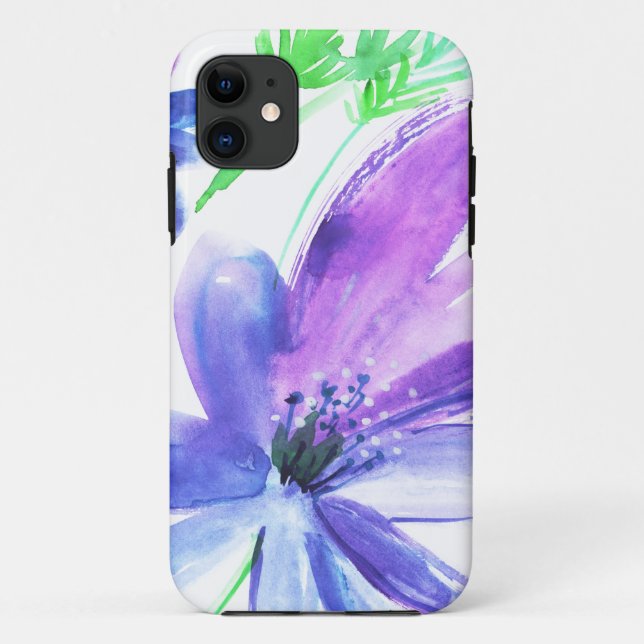 Coques Case-Mate iPhone peinture à l'aquarelle de fleurs bleues (Dos)