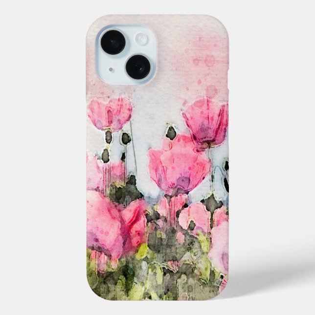 Coques Case-Mate iPhone Peinture à l'aquarelle florale rose (Verso)
