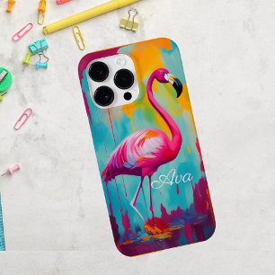 Coque Case-Mate iPhone Peinture à l'huile de Flamant rose oeuvre personna
