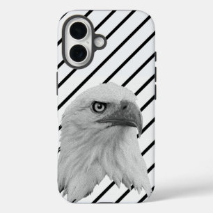 Coque Pour iPhone 16 Peinture à l'huile de visage d'aigle chauve,