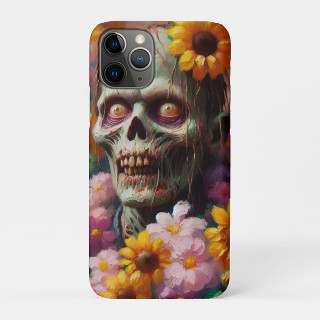 Coques Case-Mate iPhone Peinture à l'huile de Zombie dans le champ de fleu (Dos)