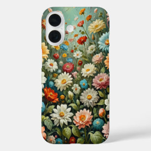 Coque Pour iPhone 16 Peinture à l'huile fleurs couverture de prairie