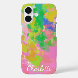 Coque Pour iPhone 16 Peinture Abstraite colorée arc-en-ciel personnalis