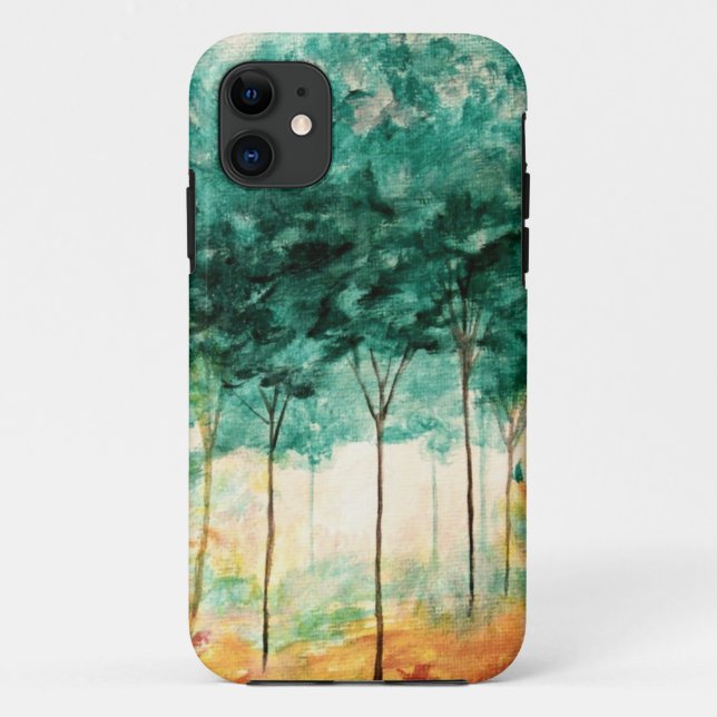 Coques Case-Mate iPhone Peinture abstraite de forêt d'arbres d'art de (Dos)
