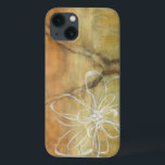 iPhone 13 Coque Peinture abstraite de silhouette sur l'arrière -<br><div class="desc">L'arrière - plan de cette peinture de Jennifer Goldberger ressemble à une table avec une fente bifurquée dans lui. Il y a également une silhouette abstraite d'une fleur faite en peinture blanche,  dépassant juste à peine l'arrière - plan brun.</div>