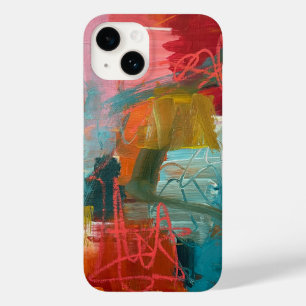 Coque Case-Mate iPhone Peinture Abstraite en turquoise et rouge pour iPho