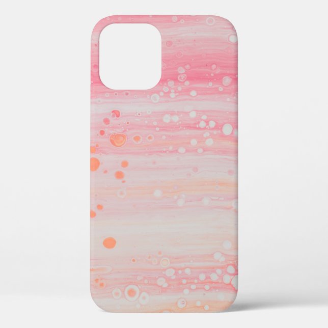 Coques Case-Mate iPhone Peinture abstraite rose et blanche (Verso)