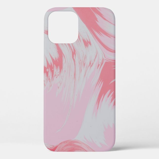 Coques Case-Mate iPhone Peinture abstraite rose et blanche (Verso)