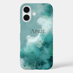 Coque Pour iPhone 16 Peinture Abstraite Verte & Blanche