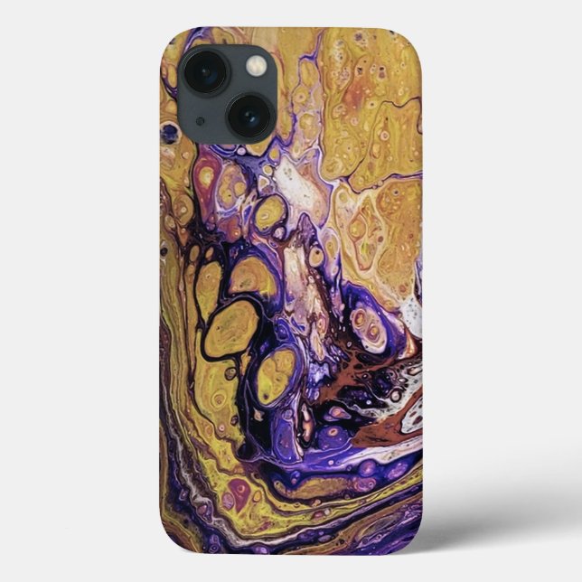 Coques Case-Mate iPhone Peinture abstraite violette et or  (Verso)
