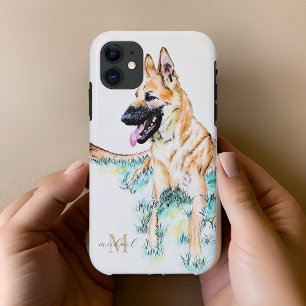 Case-Mate iPhone Case Peinture aquarelle Berger Allemand Malinois Monogr