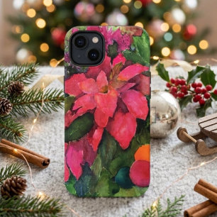 Case-Mate iPhone Case Peinture aquarelle originale de poinsettia de Noël