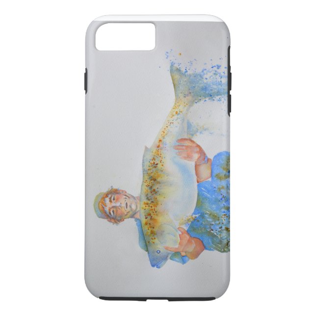 Coques Case-Mate iPhone Peinture aquarelle pêcheur cadeau de pêche pour lu (Dos)