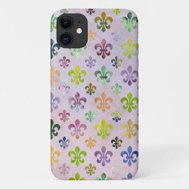 Coques Case-Mate iPhone Peinture Aquarelle tendance Fleur De Lis Motif (Dos)