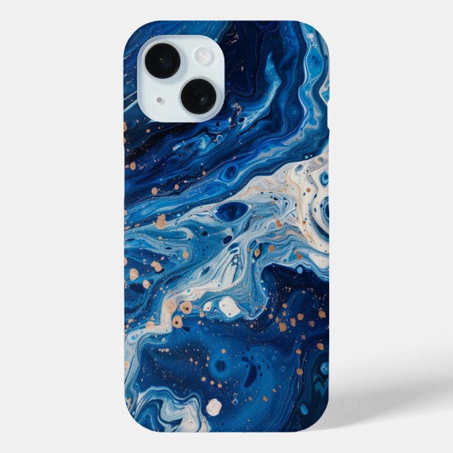 Coques Case-Mate iPhone Peinture Bleue Pour Liquide Abstrait Plutôt esthét (Verso)