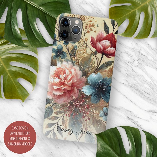 Coques Case-Mate iPhone Peinture botanique d'art fin de roses chic classiq (Créateur téléchargé)