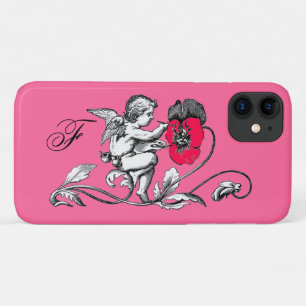 COQUE Case-Mate POUR iPhone PEINTURE D'ANGE UNE FLEURS ROSE, MONOGRAMME