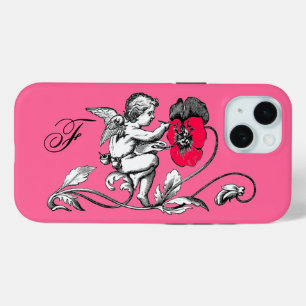 COQUE Case-Mate iPhone PEINTURE D'ANGE UNE FLEURS ROSE, MONOGRAMME