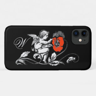 Etui iPhone Case-Mate PEINTURE D'ANGE UNE FLEURS ROUGE, MONOGRAM, Noir