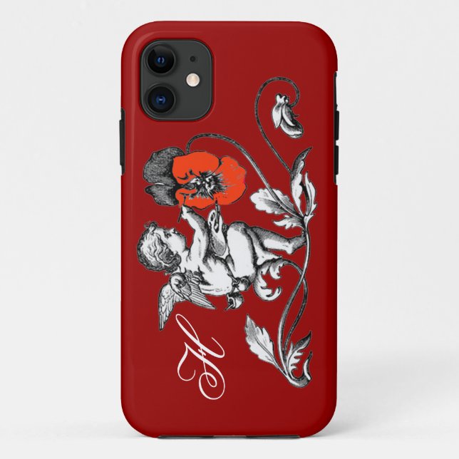 Coques Case-Mate iPhone PEINTURE D'ANGE UNE FLEUVE ROUGE, MONOGRAM, Rouge (Dos)