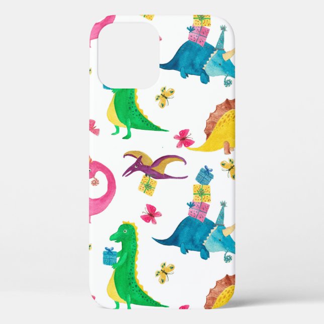 Coques Case-Mate iPhone Peinture d'aquarelle motif transparent avec dinosa (Verso)