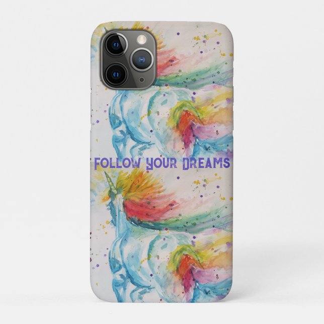 Coques Case-Mate iPhone Peinture d'aquarelle Unicorne Rainbow Girls Dreams (Dos)