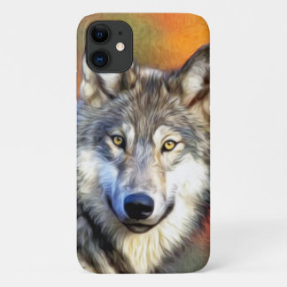 Coques Pour iPhone Peinture d'art de loup gris