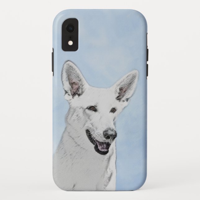 Coques Case-Mate iPhone Peinture de berger blanc - jolie art original de c (Dos)