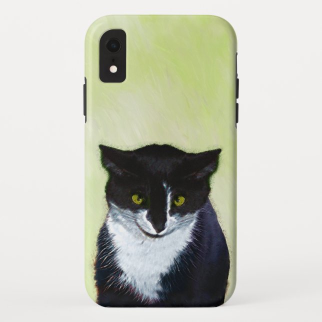 Coques Case-Mate iPhone Peinture de chat Tuxedo - Cute Original Cat Art (Dos)