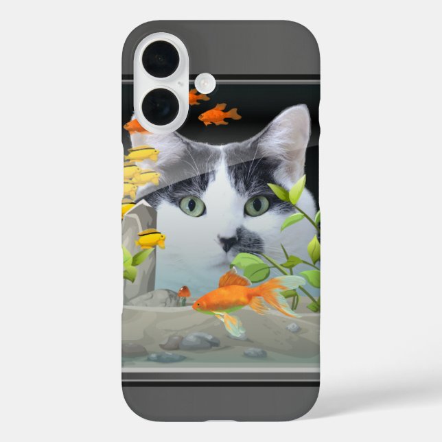 Coques Case-Mate iPhone Peinture de chats dans le réservoir de poisson Pho (Verso)