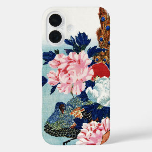 Coque Pour iPhone 16 Peinture de fleurs de paon et de pivoines vintage
