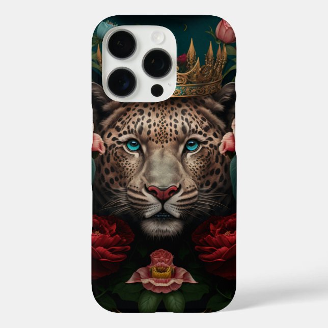 Coques Case-Mate iPhone Peinture de Jaguar avec Couronne de Fleurs         (Verso)